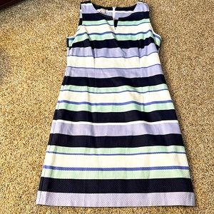Talbots Striped Sleeveless Dress - Black, White, Green, Blue